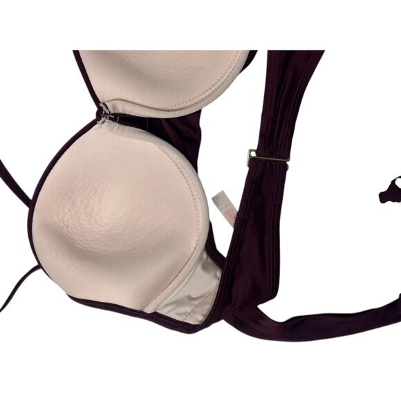 Victoria's Secret Maroon Wrap Padded Underwire Halter Bikini Top Women's 34D - Picture 8 of 12